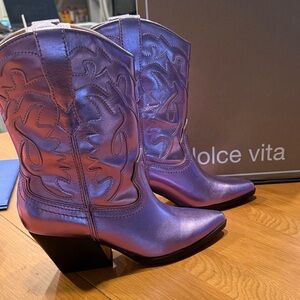 Dolce Vita Iridescent Lavender Western Ankle Boots